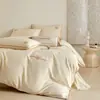 Luxo Leve Sensação de Alta Qualidade Algodão de Fibra Longa 60S Algodão Puro Cetim Escovado Conjunto de Quatro Peças Cobertura de Edredom de Algodão Puro Lençol Conjunto de Roupa de Cama