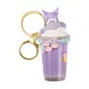 Llavero Creativo de Sanrio de Té de Burbujas con Cuentas Infundidas en Aceite, Botella Linda de Arena Líquida de Dibujos Animados, Colgante para Bolso de Niña Regalo