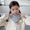 2024 Cachecol Infantil Xadrez Estilo Coreano All-match Windproof Cartoon Triangle Scarf Cachecol Escorregadio do Bebê Lenço Fofo do Bebê