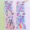 Sanrio Fofo Pet Papelaria Kuromi Cinnamoroll Estudante Caneta Quatro Cores Caderno Marca-Texto Fita Adesiva Conjunto