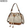 Bolso de mano informal para mujer, bolso diagonal de lona impermeable con primera capa de cuero, bolso de hombro de color sólido, suministro de fábrica desbordante