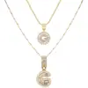 Collar con Colgante de Letra Inicial A-Z Transfronterizo Europeo y Americano Moda Personalidad Doble Capa Letra Colgante de Diamante Cadena de Clavícula