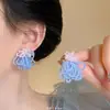 Floración de Begonia ~ pendientes de flor rosa con cuentas para mujer, clip de oreja, pendientes con ambiente de dopamina, pendientes de primavera y verano 2025