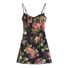 Vestido de Verano Nuevo Estilo Europeo y Americano para Mujer con Estampado Floral y Volantes en Tirantes 7309