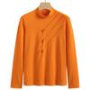 Camisa Base de Cuello Alto para Mujer en Liquidación Otoño Temprano 2026 Ajustada Color Sólido Algodón Camiseta Manga Larga Estilo Coreano Elegante Top 6967-1