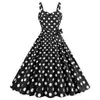 L Fábrica de Comércio Exterior Fonte Transfronteiriça Roupas Femininas Sexy Alça Fina Tomara-que-caia Estampa de Bolinhas Babado Linha A Grande Rodado Vestido