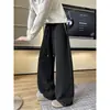 Moda masculina de outono estilo americano, calças de moletom casuais bordadas personalizadas, perna larga versátil estilo coreano, calças retas largas para jovens