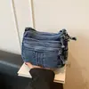 Bolso cruzado de un solo hombro de mezclilla de moda 2026 para mujer, bolso de mano informal con múltiples bolsillos de gran capacidad para el trabajo