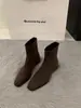 Botines de Gamuza con Tacón Grueso Estilo Francés para Mujer, Nuevos Populares Otoño/Invierno 2026 Botas tipo Martin, Botines Cortos Ajustados Forrados de Felpa