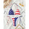 2026 Novo Biquíni Europeu e Americano com Estampa de Bandeira Amazon Sexy com Amarração Peça Única para Mulheres