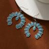 Pendientes de turquesa hueca con forma de corazón, estilo étnico retro de alta gama, estilo bohemio, para mujer.
