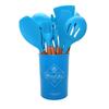 Set de Utensilios de Cocina de Silicona con Mango de Madera Espátula de Haya Cuchara Batería de Cocina Kit para Hornear Espátula Brocha para Aceite Batidor de Huevos