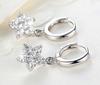 Brincos longos de prata femininos, brincos com fivela de orelha, estrelas, floco de neve, cristal sintético, temperamento da Coreia do Sul, joias de orelha da moda, atacado