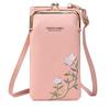 Fornecimento de fábrica 2024 nova bolsa de celular feminina moda coreana padrão lichia cor sólida bordada transversal bolsa de ombro