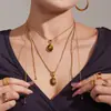 Moda Transfronteriza Nuevo Nicho Colgante de Ágata Cadena Larga para Suéter Diseño Simple Cadena para Suéter Ajustable de Acero Inoxidable