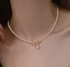 Cadena de Clavícula de Moda y Tendencia con un Toque Avanzado, Cadena de Cuello Versátil con Cierre de Lingote, Collar de Perlas con un Toque Avanzado, Lujo Ligero y Estilo de Nicho