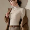 Camisa Básica Andi Veludo Outono-Inverno Slim Fit Gola Alta para Mulheres, Nova Camada Interna Versátil e Estilosa, Suéter de Tricô Slim Fit Emagrecedor