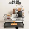 Nuevo escurridor de platos de acero inoxidable, estante de almacenamiento de cocina, escurridor lateral para fregadero, estante de cesta de almacenamiento para platos, cuencos, palillos