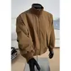 Jaqueta de voo azul marinho estilo americano para homens, jaqueta de beisebol oversized de outono com gola alta, jaqueta bomber para homens