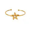 Serie Oceánica Chapado en Oro de 18 Quilates Acero Inoxidable Brazalete Abrible Forma de Estrella de Mar y Concha Estilo Vacacional Pulsera Personalizada Transfronterizo
