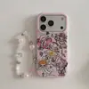 Capa popular rosa e feminina em formato de coração adequada para Apple 17 Pro Max, iPhone 16 e o fofo iPhone 15