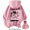 Sudadera con capucha de estilo universitario, holgada, versátil, a la moda, estilo japonés, estampado de gato de dibujos animados, para parejas