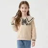 Moda Femenina Estilo Celebridad de Internet Estilo Universitario Sudaderas con Lazo Elegantes de Manga Larga para Estudiantes de Primaria y Secundaria, Nuevas de Primavera y Otoño