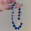Nuevo Pulsera de Moda de Doble Círculo de Ágata Transparente de Lujo Ligero Atrae Riqueza y Preserva la Seguridad Exquisita Pulsera Azul Soñadora