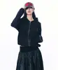 Cardigan com Capuz e Detalhes de Rebite Estilo Y2K do Milênio Ombro Caído Barra com Cordão Jaqueta Funcional Fina com Zíper para Homens e Mulheres