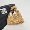 Bolso de Felpa Estilo Coreano con Estampado de Leopardo para Mujer Gran Capacidad Nuevo Otoño 2025 Ropa de Trabajo para Clase Bolso de Hombro Peludo