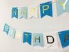 Bandeirola de Fita de Peixe Dourada Gradiente Azul Feliz Aniversário Decoração de Guirlanda para Festa de Aniversário Banner de Papel