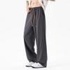 Pantalones Transpirables de Seda Helada Perforados con Láser para Hombre Verano 2025 Nuevos Pantalones Paracaídas de Pierna Ancha Sueltos Rectos Estilo Hong Kong Pantalones Casuales