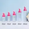 Botella de espuma transparente para mascotas con 30 dientes, 30 ml y 100 ml, limpiador facial, champú y espuma, lista para la venta.