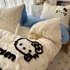 Juego de cuatro piezas de toalla bordada estilo ins de algodón 100% clase A, sábana de cama de algodón puro fresca y simple, funda de edredón, juego de tres piezas para dormitorio
