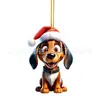 Perro Hanhan Navideño Colgante Árbol de Navidad Gorro Navideño Mascota Cachorro Acrílico Decoraciones Planas Colgante Colgante