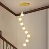 Luz de Escada Bola Estilo Meio do Século Apartamento Loft Lustre Sala de Estar Casa Oca Duplex Escadaria Lustre Longo Giratório