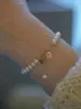 Pulsera de Perlas de Agua Dulce para Mujer Diseño de Nicho ins Pulsera de Lujo Ligero Mejor Amiga Cristal Retro Perla de la Suerte Pulsera de Perlas