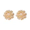 Pendientes de Bola de Flor Redonda Perla Super Hada Dulce Mori Estilo Retro Hong Kong Celebridad Elegante Único Exagerado Pendientes de Flor