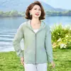 Chaqueta protectora solar con protección UV para mujeres de mediana edad y mayores, nuevo estilo verano 2026, cárdigan fino con capucha para exteriores para madres