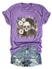 Amazon eBay loja independente casual estilosa feminina nova caveira pintura a óleo floral algodão manga curta camiseta para exportação