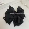 Estilo coreano elegante pequeño lunares gasa lazo pinza de plátano esponjoso sensación perezosa coleta alta pinza vertical pinza de torsión pinza horizontal
