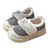 Zapatillas de algodón para mujer, otoño e invierno, cálidas, retro, a cuadros, para interior y exterior, suela gruesa, de lana y felpa, 2024
