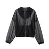 Moda Transfronteriza Europea y Americana Ropa para Mujer, Chaquetas de Estilo Europeo y Americano, Corte Holgado, Tul Transparente