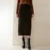 Falda de Punto de Cachemir 100% Puro para Mujer, Otoño e Invierno, Moda Versátil, Color Sólido, Longitud Media, Cintura Alta, Ajustada a la Cadera