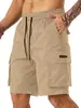 Amazon TEMU Estación Independiente Transfronterizo 2024 Nuevos Pantalones Cortos de Trabajo con Cintura de Cordón y Múltiples Bolsillos para Hombre