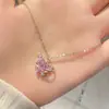 Love Planet Plata S925 Collar de Amor para Niñas Cadena para Clavícula con Colgante en Forma de Corazón de Lujo Ligero Regalo de Vacaciones de Alta Gama