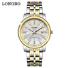 Reloj de Pareja Longbo con Correa de Acero, Reloj de Cuarzo para Hombre y Mujer, Modelo de Venta Caliente Transfronteriza, Calendario, Resistente al Agua, Incrustado con Diamantes, Reloj de Pareja de Alto Valor