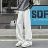 Pantalones de Chándal Grises Florales con Hoja Curva para Hombre Otoño 2025 Nuevos Pantalones Casuales Rectos Sueltos Modernos Pantalones Deportivos Americanos
