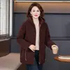Chaqueta con Capucha Acolchada de Algodón para Madres de Mediana Edad y Mayores con Terciopelo Granulado, Estilo Nuevo Moderno y Elegante, Forrada de Polar, Engrosada, Transpirable y Cálida