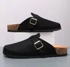 Pantuflas Cerradas Transfronterizas para Hombre, Zapatos Estilo Birkenstock con Suela de Madera para Interiores, Sandalias Casuales de Medio Paso para Hombre Talla Grande, Estilo Pareja